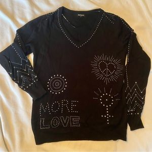 Desigual More Love black knit sweater